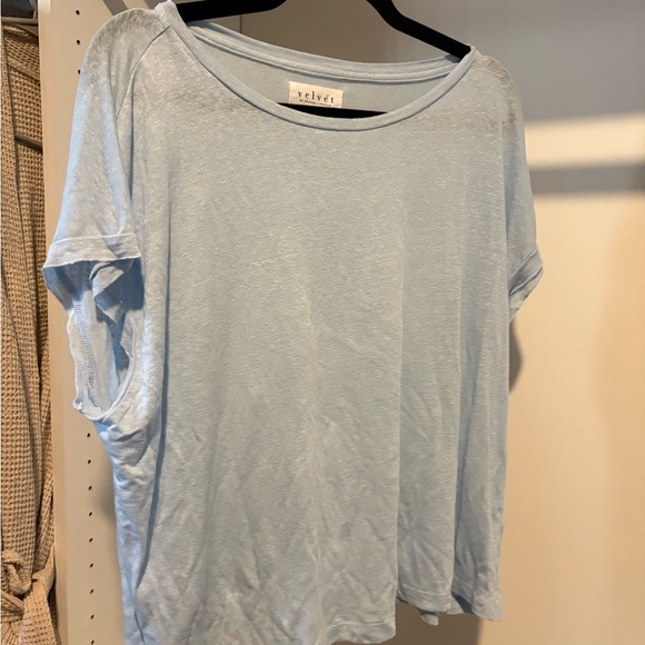Velvet Women's Sky Blue Short Sleeve Top - Picture 1 of 2